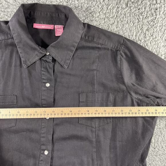 VINTAGE WOMEN WITHIN DRESS WOMENS 20W BLACK PEARL SNAP COTTAGE WESTERN CHORE - Picture 6 of 9